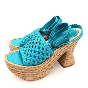 Paloma Barcelo Leoni Ankle Strap Platform Wedge Sandals Womens Size US7.5-8 EU38